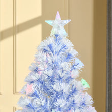 Laden Sie das Bild in den Galerie-Viewer, Künstlicher Weihnachtsbaum, 1,2 m, mit LED-Lichtern und Glasfaser, Weiß/Blau