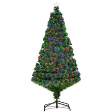 Laden Sie das Bild in den Galerie-Viewer, Weihnachtsbaum mit LED-Glasfaserbeleuchtung – 1,5 m, realistisches Design, flammhemmend