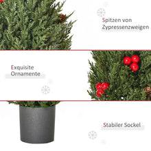 Laden Sie das Bild in den Galerie-Viewer, Mini-Weihnachtsbaum mit roten Beeren und Tannenzapfen – 47 cm