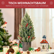 Laden Sie das Bild in den Galerie-Viewer, Mini-Weihnachtsbaum – 50 cm mit Tannenzapfen, roten Beeren und Übertopf