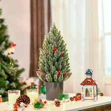 Laden Sie das Bild in den Galerie-Viewer, Mini-Weihnachtsbaum – 50 cm mit Tannenzapfen, roten Beeren und Übertopf
