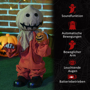 Animierte Halloween-Dekoration – Vogelscheuche mit Bewegung, Sound & LED, 77 cm