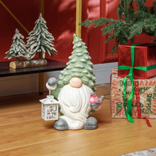 Laden Sie das Bild in den Galerie-Viewer, Weihnachtszwerg mit Laterne, LED, batteriebetrieben, wetterfest, 28x21x42 cm