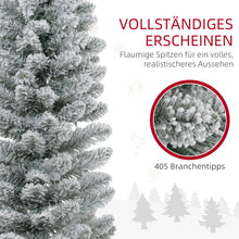 Laden Sie das Bild in den Galerie-Viewer, Künstlicher Weihnachtsbaum, 210 cm, mit LED-Lichterkette, schneebedeckte Zweige, flammhemmend, Metallbasis, Grün