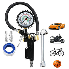 Laden Sie das Bild in den Galerie-Viewer, Geeichter Druckluft-Reifenfüller mit 15-bar-Manometer für Pkw, Lkw und Motorrad