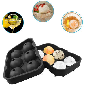 Coole Drinks, große Form: 6er-Silikon-Eiswürfelform für große runde Kugel-Eiswürfel