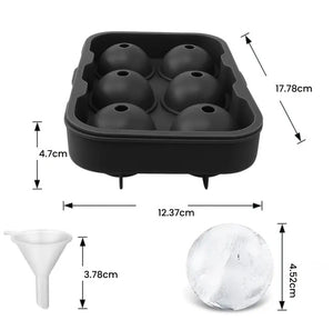 Coole Drinks, große Form: 6er-Silikon-Eiswürfelform für große runde Kugel-Eiswürfel
