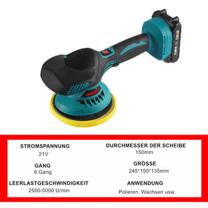 Akku-Poliermaschine – Kabellos, effizient und vielseitig. Inklusive 2 Akkus und Ladegerät.