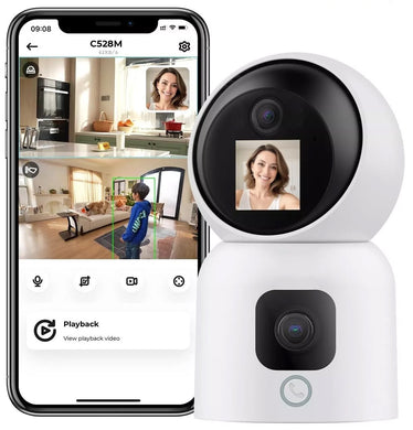 Überwachungskamera mit 2 Doppel-Objektiv und Bildschirm 6MP WLAN PTZ HD IP Kamera PIR Schwenkbar