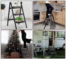 Laden Sie das Bild in den Galerie-Viewer, Dreistufige Klapptrittleiter, stabil, bis 250 kg belastbar. 3 Farben lieferbar.