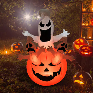 Halloween Deko Aufblasbarer Kürbis Geist Gespenst Figur Luftfigur mit LED