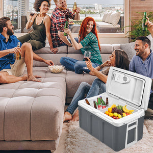 45 Liter Kühlbox, mobile Kühltruhe, Mini-Kühlschrank 12 Volt / 230 Volt - Softrollen-Fahrwerk