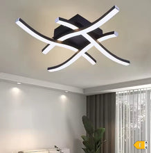 Laden Sie das Bild in den Galerie-Viewer, Schwarze LED-Deckenleuchte – dimmbare 24W Deckenlampe in Chrom-Alu für Büro, Wohnzimmer &amp; Flur