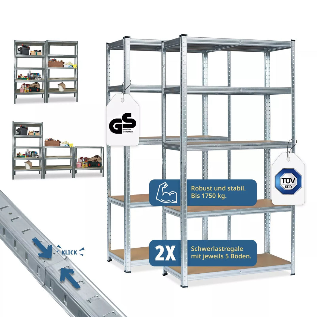2er Set Schwerlastregale 180 x 90 x 40 cm jeweils bis 875 kg