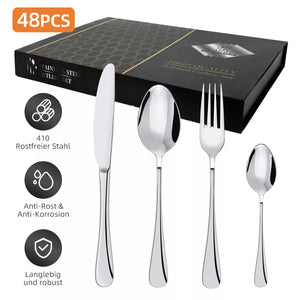 Besteckset Edelstahl Tafelbesteck 48 Teile für 12 Personen. Das besondere Angebot! Silber oder Gold.