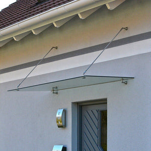 Glas-Vordächer, sehr exklusiver Regenschutz 150/200 cm Breite. VSG Sicherheitsglas.