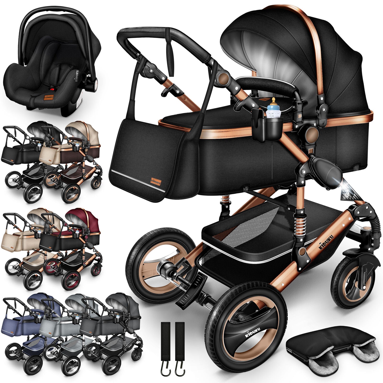 box für kinderwagen Kinderwagen 3 in 1 Kombi-Buggy Reisebuggy inkl. Auto- Babyschale. Falt –  Premium Box GmbH
