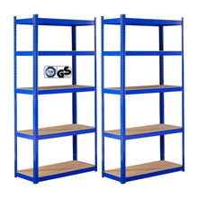 Laden Sie das Bild in den Galerie-Viewer, 2er Set blaue Schwerlastregale 180 x 90 x 40 cm jeweils bis 875 kg