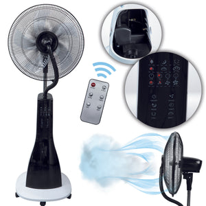 Nebelventilator Standventilator Ø40 cm Luftkühler Ventilator 90 Watt mit 3,1 Liter Wassertank für Ultraschallnebel