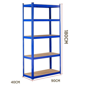 2er Set blaue Schwerlastregale 180 x 90 x 40 cm jeweils bis 875 kg