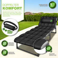 Laden Sie das Bild in den Galerie-Viewer, Campingbett, Klappliege. Mit Tragetasche. Belastbar bis 280 kg.