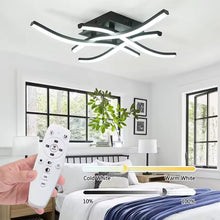 Laden Sie das Bild in den Galerie-Viewer, Schwarze LED-Deckenleuchte – dimmbare 24W Deckenlampe in Chrom-Alu für Büro, Wohnzimmer &amp; Flur