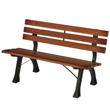 Laden Sie das Bild in den Galerie-Viewer, Parkbank mit Rückenlehne. 150 cm Breite. Dunkles Holz. 2-Sitzer. Im typischen Parkbank-Look. Lamellen.