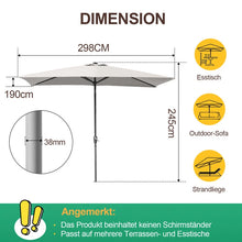Laden Sie das Bild in den Galerie-Viewer, Kurbel-Sonnenschirm mit Stahlgestänge 200x300 cm rechteckige Form. Verschiedene Farben