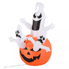 Laden Sie das Bild in den Galerie-Viewer, Halloween Deko Aufblasbarer Kürbis Geist Gespenst Figur Luftfigur mit LED