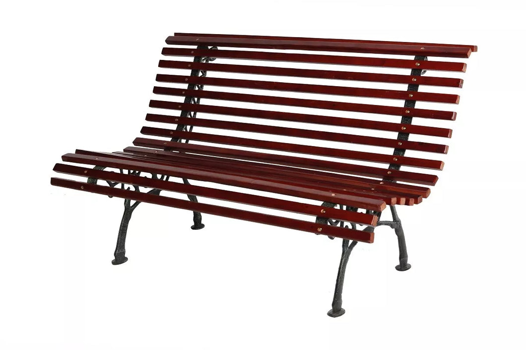 XL Parkbank Breite 150 cm Tannenholz Gartenbank Sitzbank Holz Metall Balkon Dunkelbraun