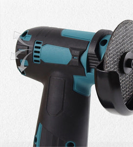 Akku-Mini-Winkelschleifer Flex. Klein und handlich. Übliche 76 mm Scheiben. Auch perfekt um Schrott-Fahrräder zu entfernen.