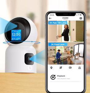 Überwachungskamera mit 2 Doppel-Objektiv und Bildschirm 6MP WLAN PTZ HD IP Kamera PIR Schwenkbar