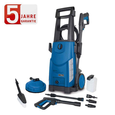Hochdruckreiniger inkl. 8-TLG. Zubehör | 180bar Arbeitsdruck | 2400 Watt Leistung | 5m Hochdruckschlauch | Fördermenge 480 l/h | mobiler Flächenreiniger mit Bürsten