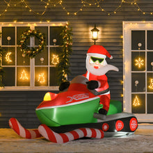 Laden Sie das Bild in den Galerie-Viewer, Aufblasbarer Weihnachtsmann auf Snowmobil 1,6 m Nikolaus Santa LED IP44 Polyester