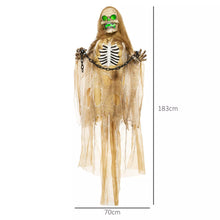 Laden Sie das Bild in den Galerie-Viewer, Halloween Dekoration 183 cm Hängendes Skelett mit LED-Lichter Soundfunktion