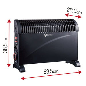 Konvektor Heizung schwarz 3 Heizstufen: 750 / 1250 / 2000 Watt