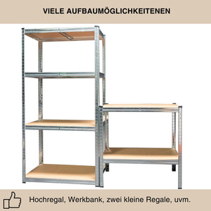Schwerlastregale 180 x 90 x 40 cm 5 Böden - bis 875 kg