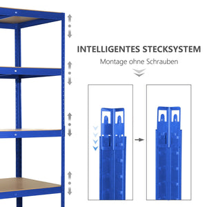 Schwerlastregale 180 x 90 x 60 cm 5 Böden - bis 875 kg - blau