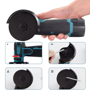 Akku-Mini-Winkelschleifer Flex. Klein und handlich. Übliche 76 mm Scheiben. Auch perfekt um Schrott-Fahrräder zu entfernen.