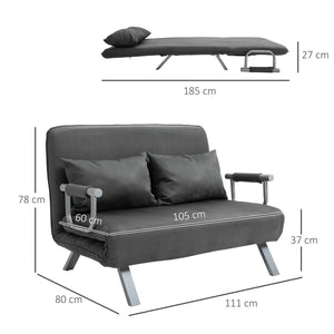 Schlafsofa Doppelsofa dunkelgrau 111 cm breit, mit Armlehne Schlafsessel Gästebett Klappbett