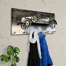 Laden Sie das Bild in den Galerie-Viewer, Kunst aus Stahl. (3D) Oldtimer-Wandgarderoben. 80 cm. Hakenleiste Paneel 80x35x16cm 4 künstlerische Modelle in Handarbeit.