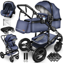 Laden Sie das Bild in den Galerie-Viewer, Kinderwagen 3 in 1 Kombi-Buggy Reisebuggy inkl. Auto- Babyschale. Faltbar.
