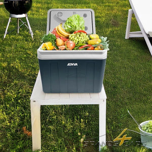 45 Liter Kühlbox, mobile Kühltruhe, Mini-Kühlschrank 12 Volt / 230 Volt - Softrollen-Fahrwerk