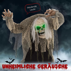 Halloween Dekoration Skelett 160 cm mit LED-Lichter Soundfunktion