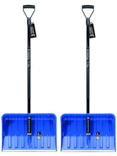 Laden Sie das Bild in den Galerie-Viewer, Neueste Technik: Ergonomischer Aluminium Schneeräumer, Schneeschieber, Schneeschaufel blau 145 cm.
