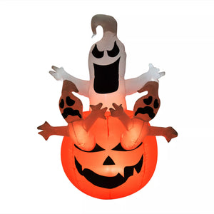 Halloween Deko Aufblasbarer Kürbis Geist Gespenst Figur Luftfigur mit LED