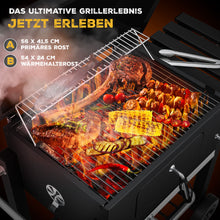 Laden Sie das Bild in den Galerie-Viewer, Profi-Holzkohlegrill XL Grillwagen 28 kg mit Grill Rost Thermometer Deckel BBQ Kohle