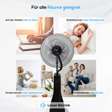 Laden Sie das Bild in den Galerie-Viewer, Nebelventilator Standventilator Ø40 cm Luftkühler Ventilator 90 Watt mit 3,1 Liter Wassertank für Ultraschallnebel