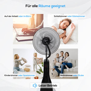 Nebelventilator Standventilator Ø40 cm Luftkühler Ventilator 90 Watt mit 3,1 Liter Wassertank für Ultraschallnebel