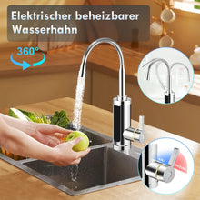 Laden Sie das Bild in den Galerie-Viewer, Wasserhahn Flxibel Armatur mit Durchlauferhitzer mit LED-Anzeige. Komplette 3000W Armatur mit Stromanschluss.